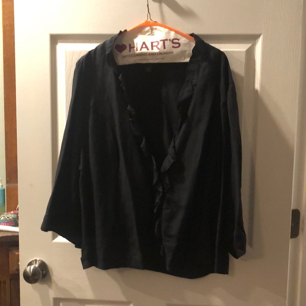 Ruffle front blazer